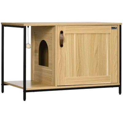 Maison de toilette pour chat style industriel porte entrée latérale