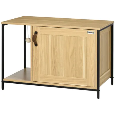 Maison de toilette pour chat style industriel porte entrée latérale