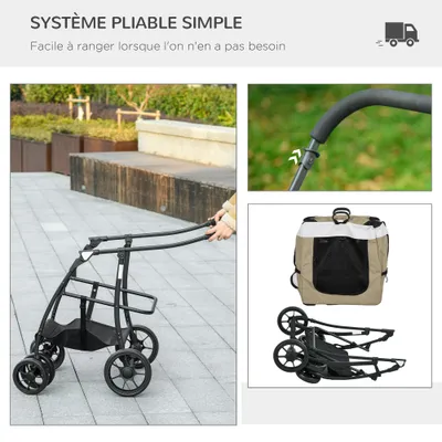Poussette pliable animaux chien chat nacelle amovible bandoulières