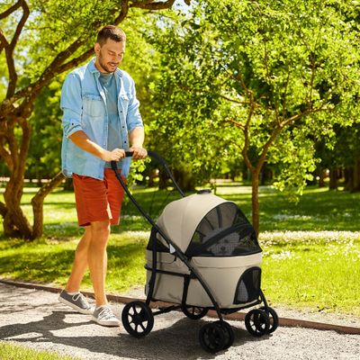 Poussette pour chien 2 en 1 pliante nacelle amovible coussin laisse