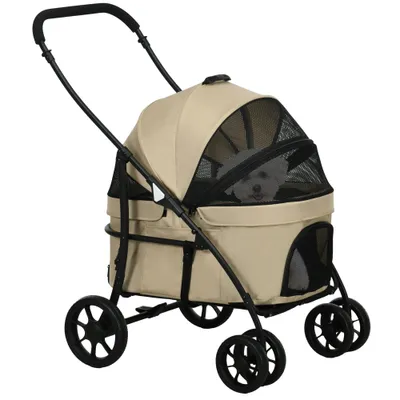 Poussette pour chien 2 en 1 pliante nacelle amovible coussin laisse
