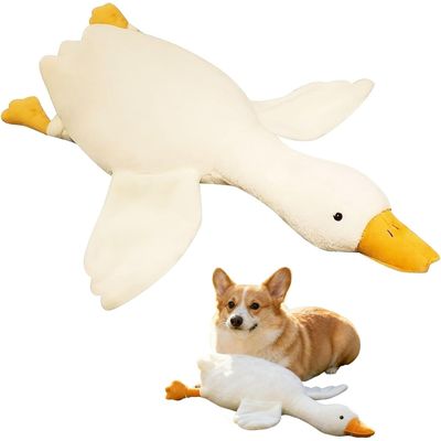 Grand jouet en peluche pour chien, canard blanc