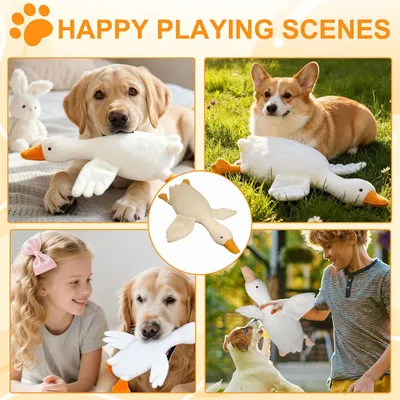 Grand jouet en peluche pour chien, canard blanc