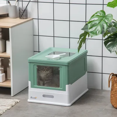 Maison de toilette pour chat pliable double porte battante
