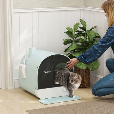 Bac à litière pour chat maison de toilette pour chat avec porte battante