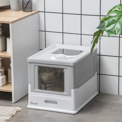 Maison de toilette pour chat pliable double porte battante