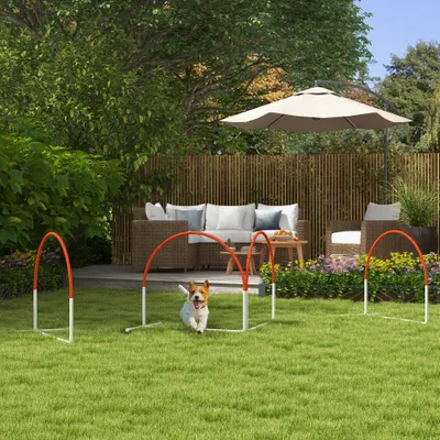 Lot de 4 pièces d'équipement agility- arceaux entrainement pour chien