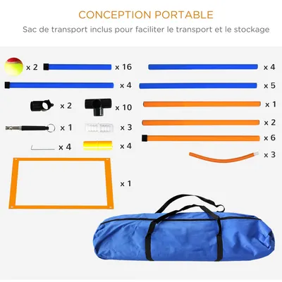 Kit d'agilité pour chien 4 pièces avec slalom