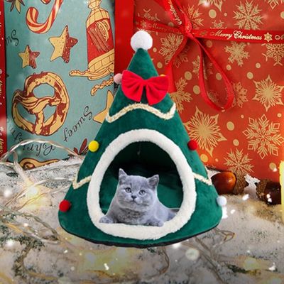 ZooVenture Panier pour Chat en Forme d'Arbre de Noël
