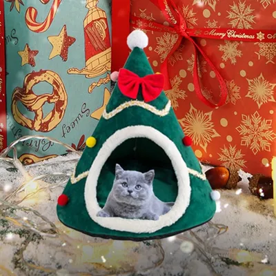 ZooVenture Panier pour Chat en Forme d'Arbre de Noël ZooVenture Panier pour Chat en Forme d'Arbre de Noël