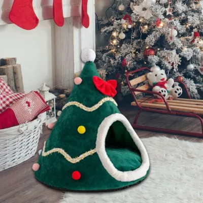 ZooVenture Panier pour Chat en Forme d'Arbre de Noël ZooVenture Panier pour Chat en Forme d'Arbre de Noël