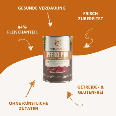 Wildfang Nassfutter Pferd pur - BARF Qualität Wildfang Nassfutter Pferd pur - BARF Qualität