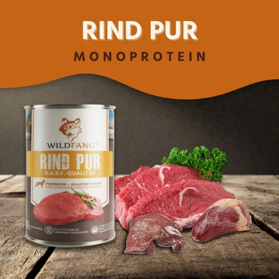 Wildfang Nassfutter Rind pur - BARF Qualität Wildfang Nassfutter Rind pur - BARF Qualität