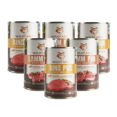 Wildfang 6 x 800 g — Pâtée chien B.A.R.F., 70 % viande, sans céréales Wildfang 6 x 800 g — Pâtée chien B.A.R.F., 70 % viande, sans céréales