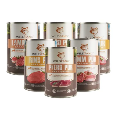 Wildfang 6 x 800 g — Pâtée chien B.A.R.F., 70 % viande, sans céréales