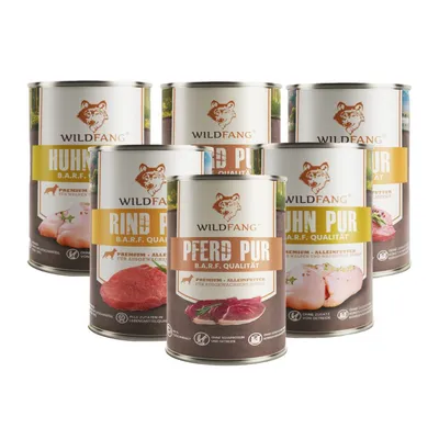 Wildfang 6 x 800 g — Pâtée chien B.A.R.F., 70 % viande, sans céréales