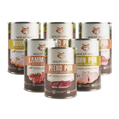 Wildfang 6 x 800 g — Pâtée chien B.A.R.F., 70 % viande, sans céréales