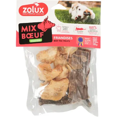 Friandises naturelles mix au Bœuf 190 g pour chien Friandises naturelles mix au Bœuf 190 g pour chien