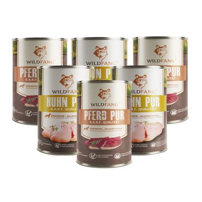 Wildfang Pâtée Mix 6 x 400 g - Qualité BARF, 70% viande, sans céréales
