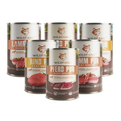Wildfang Pâtée Mix 6 x 400 g - Qualité BARF, 70% viande, sans céréales