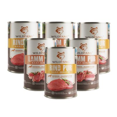 Wildfang Pâtée Mix 6 x 400 g - Qualité BARF, 70% viande, sans céréales