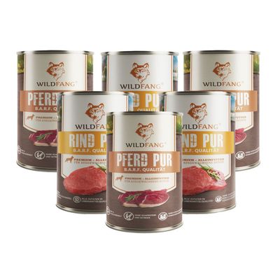 Wildfang Pâtée Mix 6 x 400 g - Qualité BARF, 70% viande, sans céréales