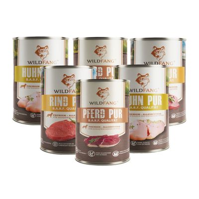Wildfang Pâtée Mix 6 x 400 g - Qualité BARF, 70% viande, sans céréales