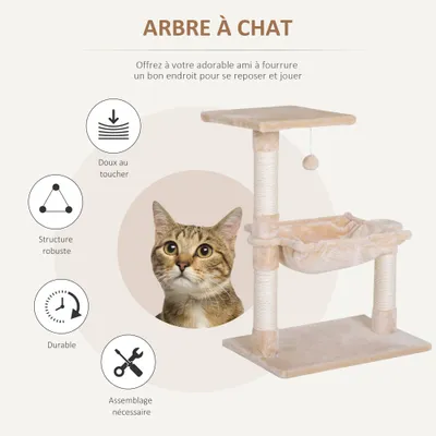 Arbre à chat 3 griffoirs grattoirs sisal naturel plateforme