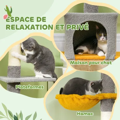 Arbre à chat, hauteur 275 cm, 6 niveaux pour chat d'intérieur