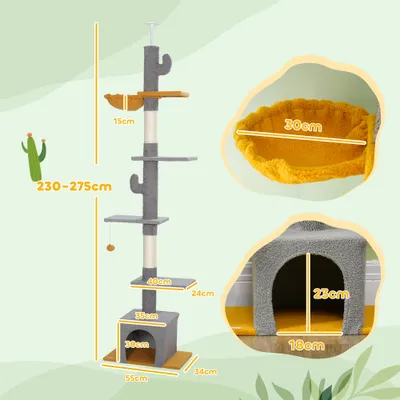 Arbre à chat, hauteur 275 cm, 6 niveaux pour chat d'intérieur