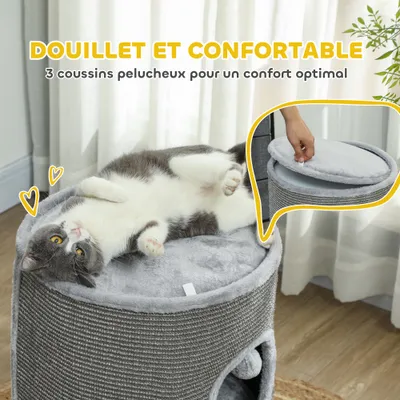 Tour pour chat modulable tonneau griffoir chat avec fermeture éclair