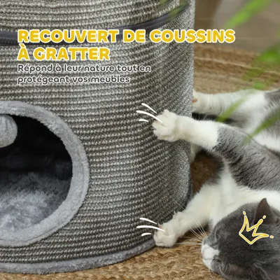 Tour pour chat modulable tonneau griffoir chat avec fermeture éclair