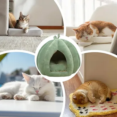 PetTribes Panier pour chat chauffant et capitonné, style cabane