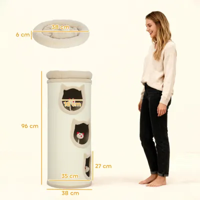 Tonneau à gratter, tour à griffer en sisal et bord en peluche