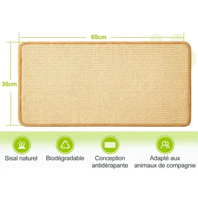 PetTribes Tapis Griffoir d'Angle en Sisal 60x30cm