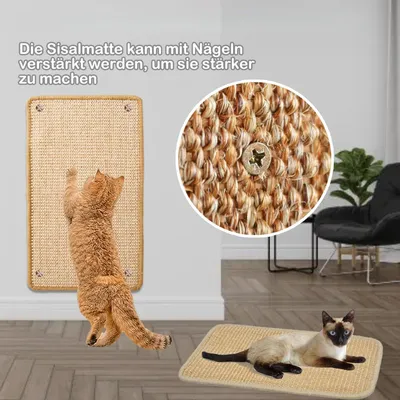 PetTribes Alfombrilla rascadora de sisal para esquina, 60x30cm