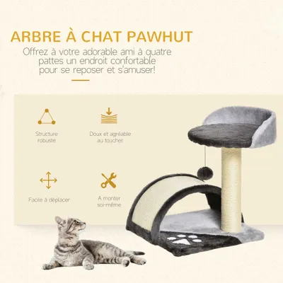 Arbre à chat griffoir jeu boule suspendue + plateforme