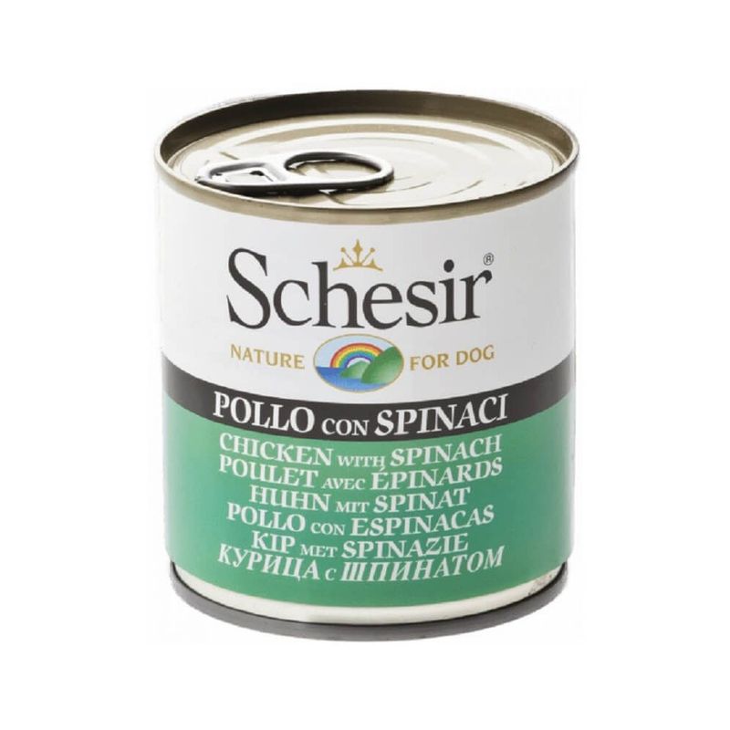 SCHESIR - Pâtée en gelée Poulet/Epinards chien (boite 285g) - SCHESIR