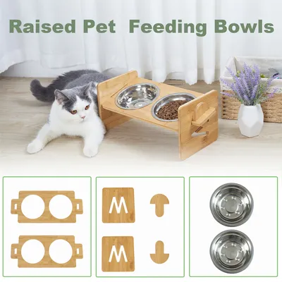 BINGOPAW Raised Pet Bowls, Cat and Small Dog Bowl Station