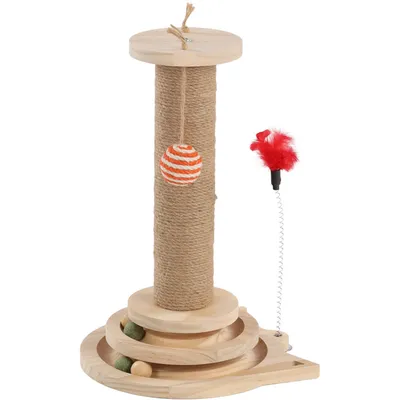 Poteau à griffer Zack Circuit avec balle Brun H 40 cm jeux pour chat