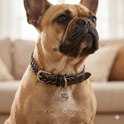 Collier pour chien en cuir tressé noir