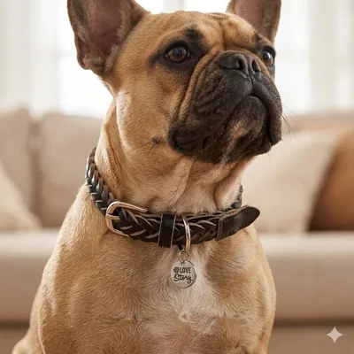 Collier pour chien en cuir tressé noir Collier pour chien en cuir tressé noir