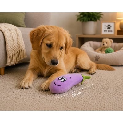 Jeu en peluche aubergine pour chien 25cm