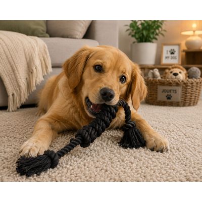 Jeu corde multi noeuds noir pour chien
