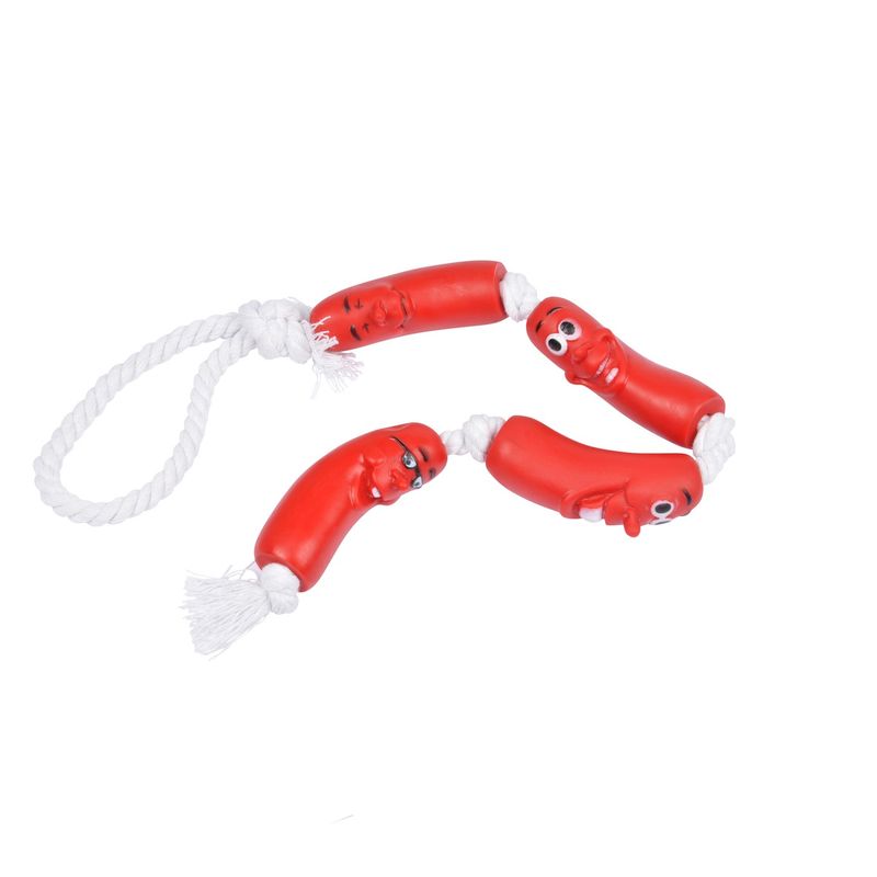 Jeu en latex et corde saucisse pour chien