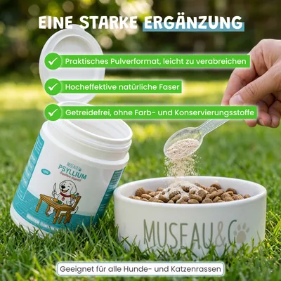 Museau & Co | Flohsamenschalen | Verdauung & Darmtransit | Hund & Katze Museau & Co | Flohsamenschalen | Verdauung & Darmtransit | Hund & Katze