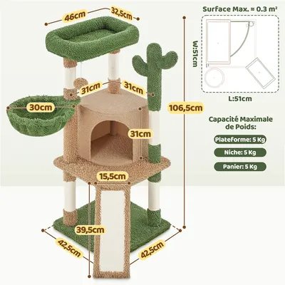 Yaheetech Arbre à Chat Aspect Cactus Yaheetech Arbre à Chat Aspect Cactus