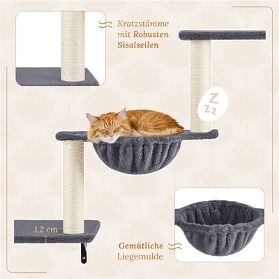 Katzen Kletterwand, 4er Set, inkl. Katzenhöhle Katzenliege Plattformen