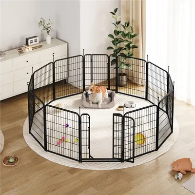 Parc Pour Chien En 6 Panneaux Enclos Pour Chien Avec Porte Verrouillable