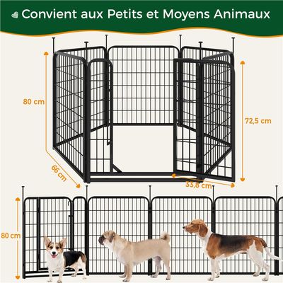 Parc Pour Chien En 6 Panneaux Enclos Pour Chien Avec Porte Verrouillable